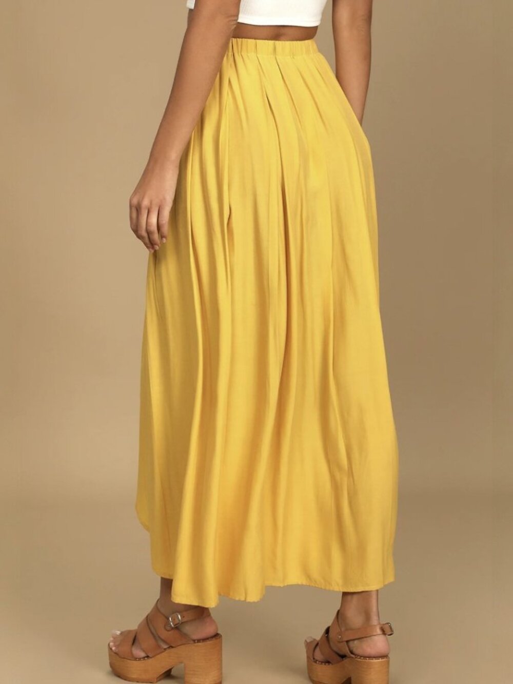 Lulus If You Pleats Yellow Pleated Maxi Skirt NWT - Picture 7 of 12